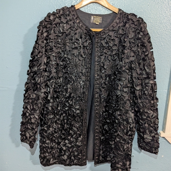 Pinky Creations Elegant Black Textured Jacket - Picture 2 of 6